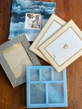 Blue Photo Album & Assorted Picture Frames - Blue, Gold, Gray